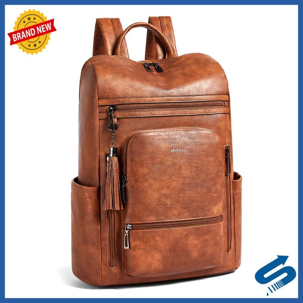 Large Travel Laptop Backpack Waterproof Vegan Leather Business College Work